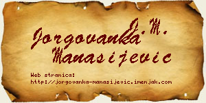 Jorgovanka Manasijević vizit kartica